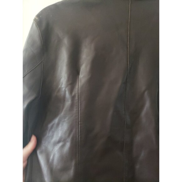 Sharon Roth Leather Jacket Womens Brown Hand Tailored Sz 12 Snap - Picture 11 of 12